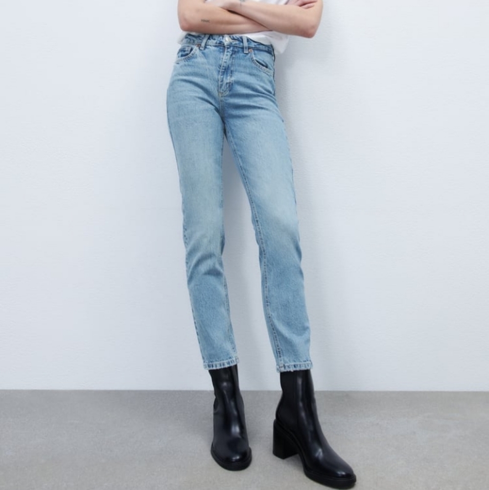 ZARA NWT slim mom blue jeans 2